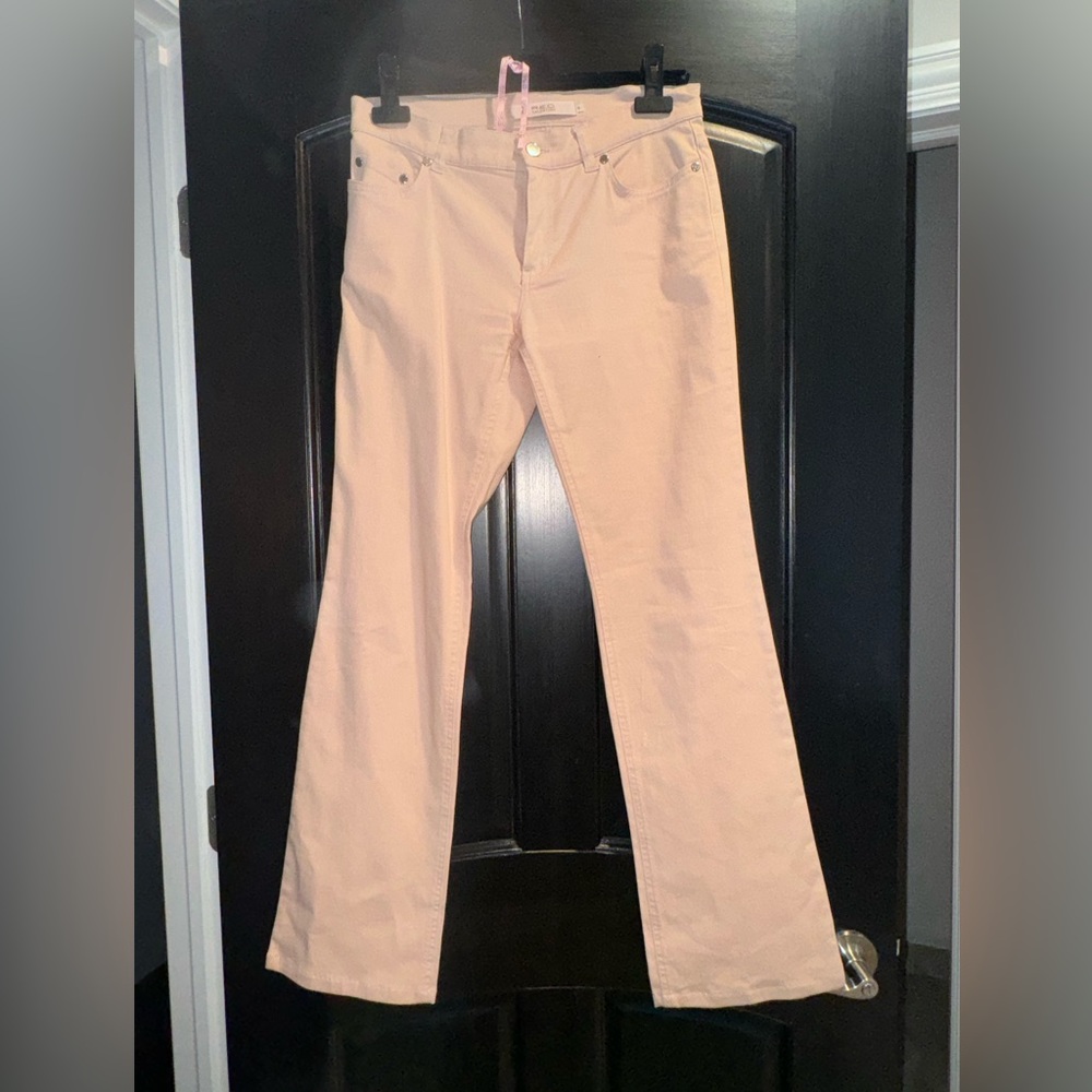 RED Valentino Pink Straight Leg Jeans with Fabric Flower Back Pockets Size 27
